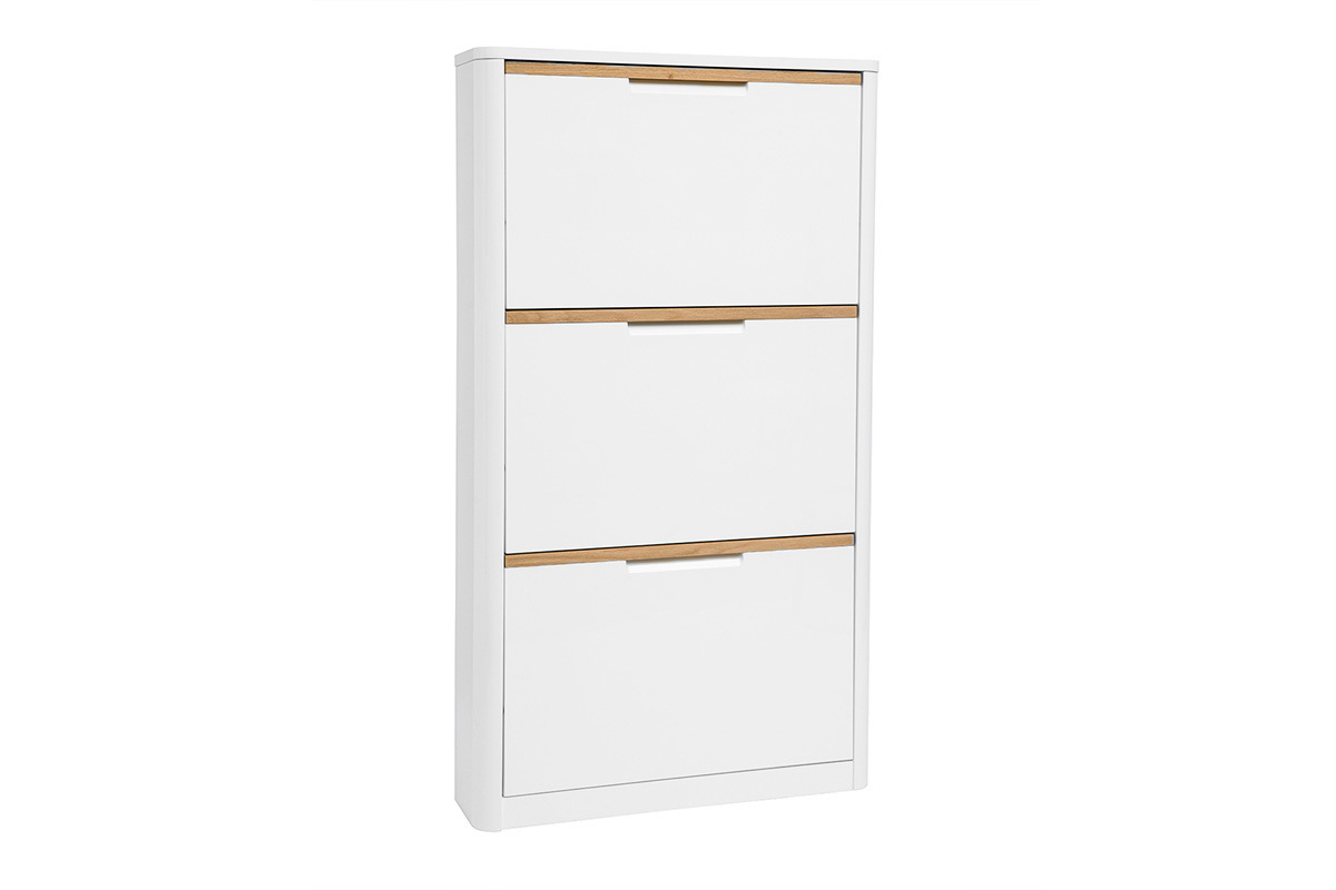 Mueble para zapatos de 3 puertas acabado blanco lacado brillante L68 cm KIRK