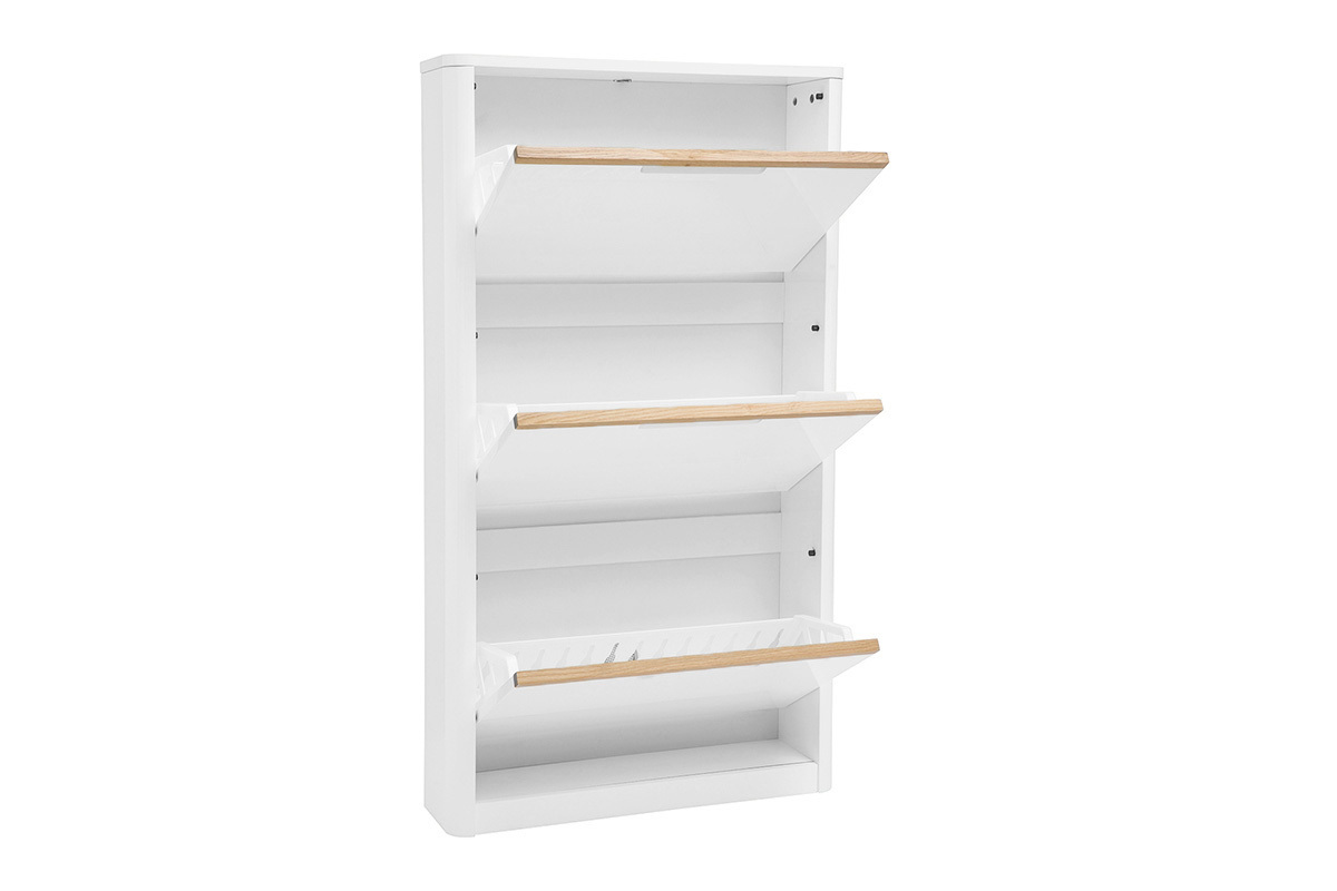 Mueble para zapatos de 3 puertas acabado blanco lacado brillante L68 cm KIRK