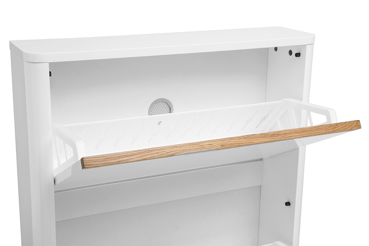 Mueble para zapatos de 3 puertas acabado blanco lacado brillante L68 cm KIRK