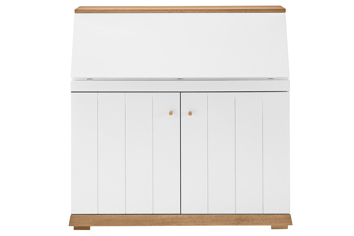 Mueble secreter autntico blanco mate y madera L109 cm CAMPO