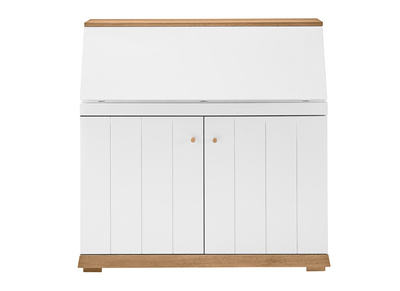 Mueble secreter aut&eacute;ntico blanco mate y madera L109 cm CAMPO