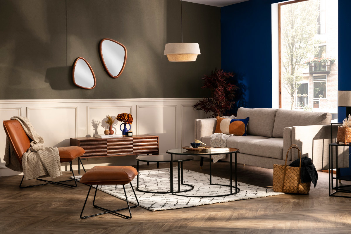 Mueble TV 3 puertas en mango macizo y metal ONDA