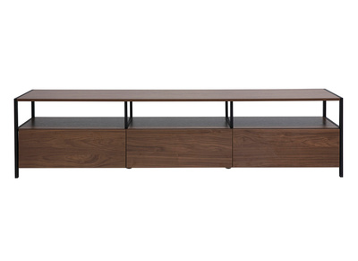 Mueble TV acabado en madera oscura de nogal y metal negro L180 cm MAXENCE