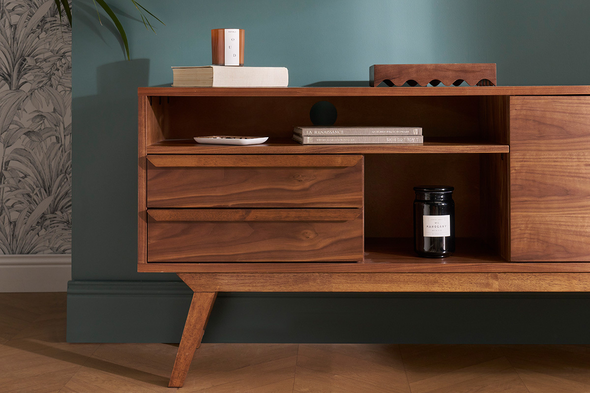 Mueble TV alto de nogal vintage 160cm VOLVER
