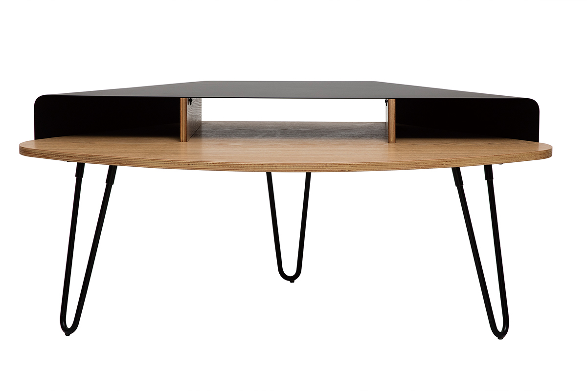 Mueble TV angular de diseo de metal negro y fresno QUARTER