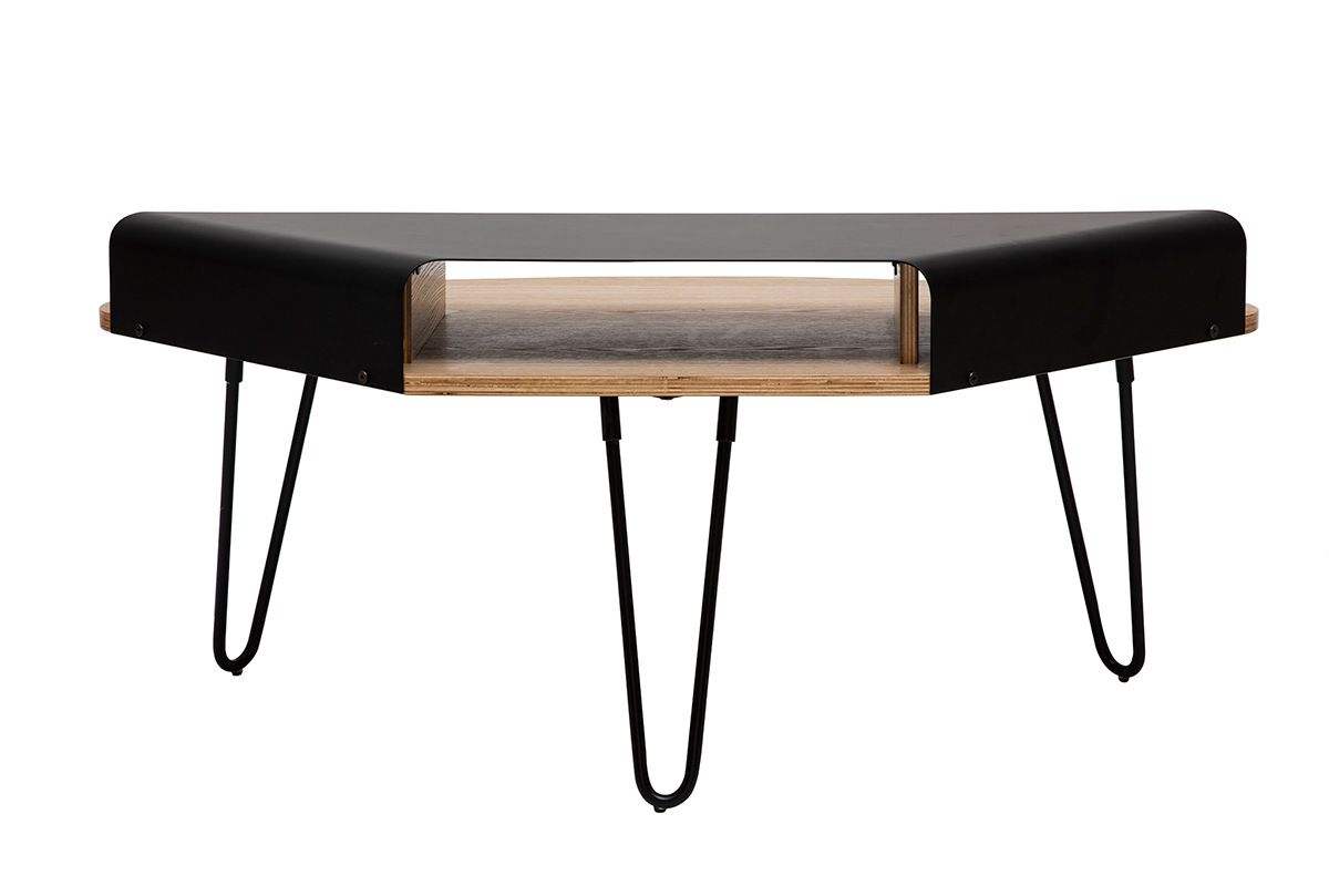 Mueble TV angular de diseo de metal negro y fresno QUARTER