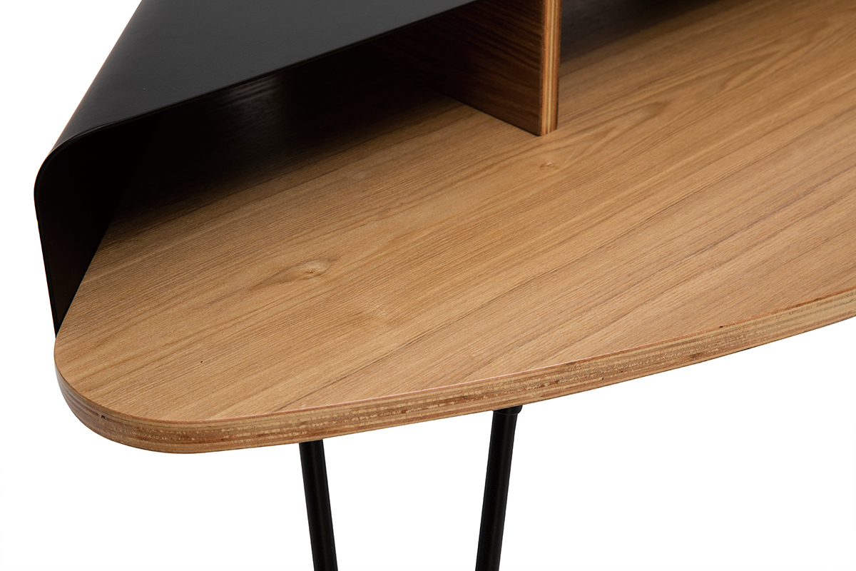 Mueble TV angular de diseo de metal negro y fresno QUARTER