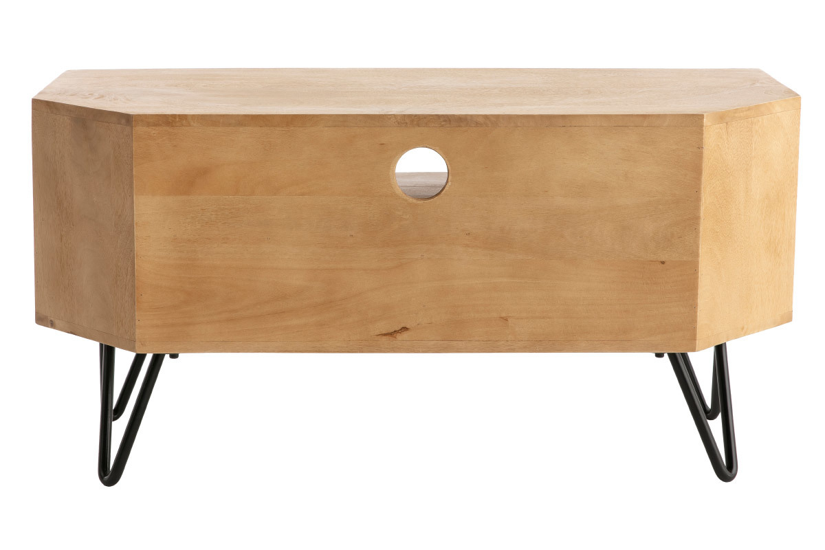 Mueble TV angular de madera de mango maciza y metal 100cm VIBES