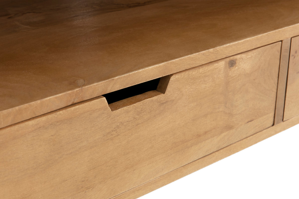 Mueble TV angular de madera de mango maciza y metal 100cm VIBES