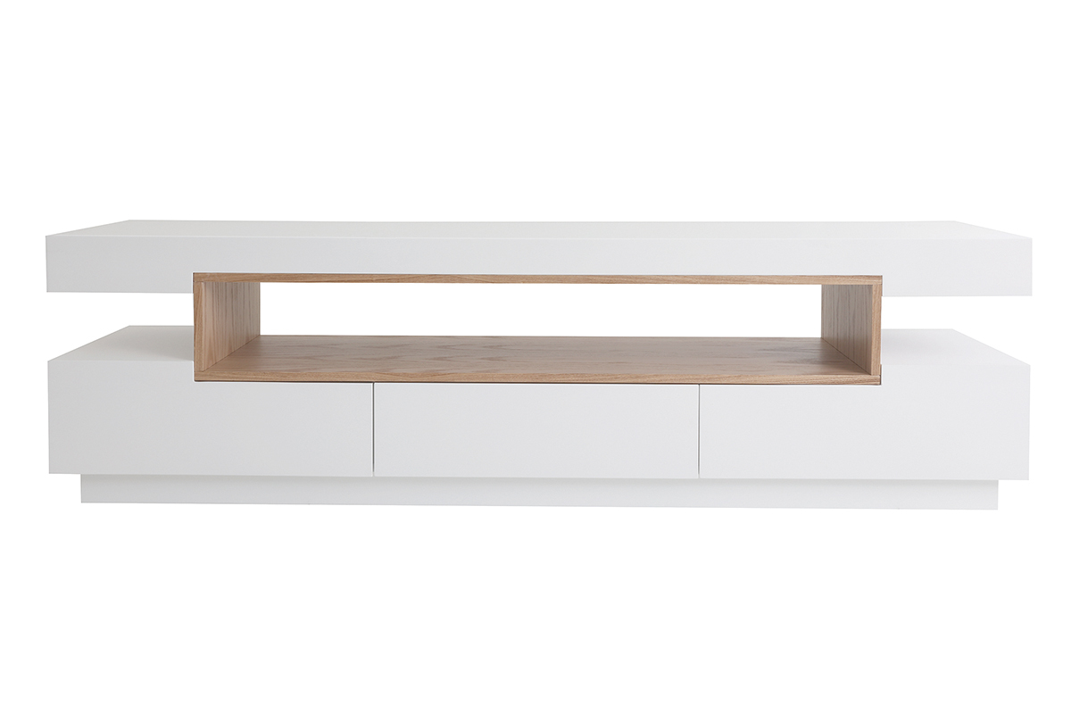 Mueble TV blanco y madera LIVO