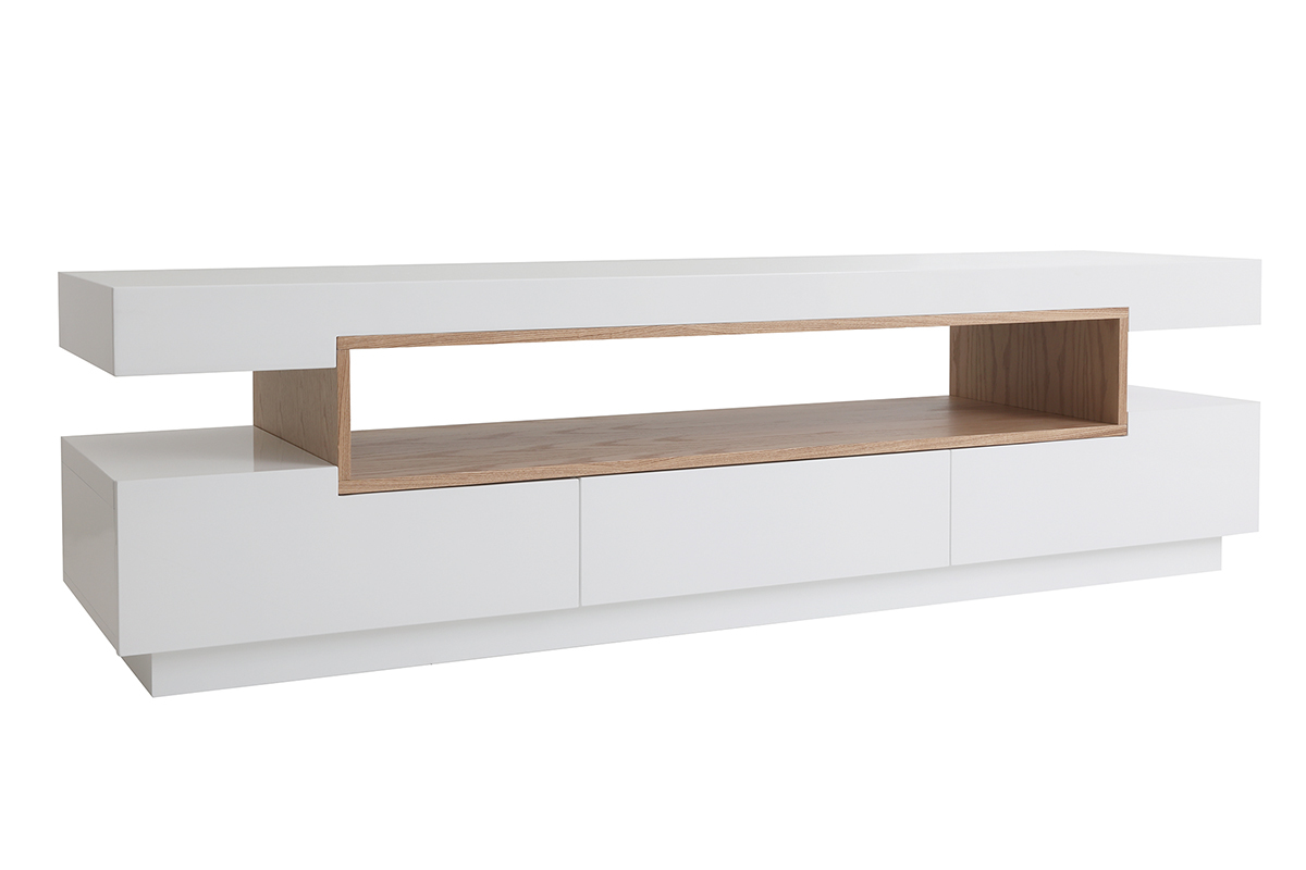 Mueble TV blanco y madera LIVO