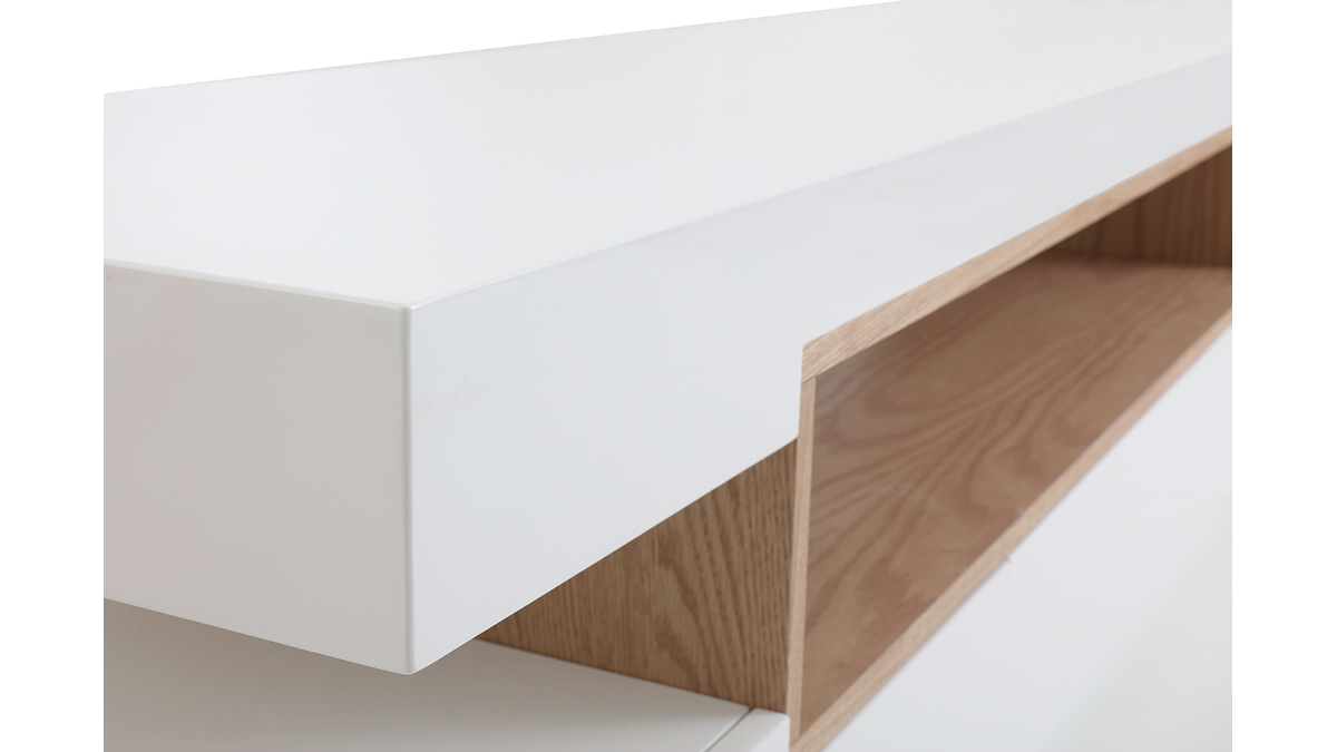 Mueble TV blanco y madera LIVO