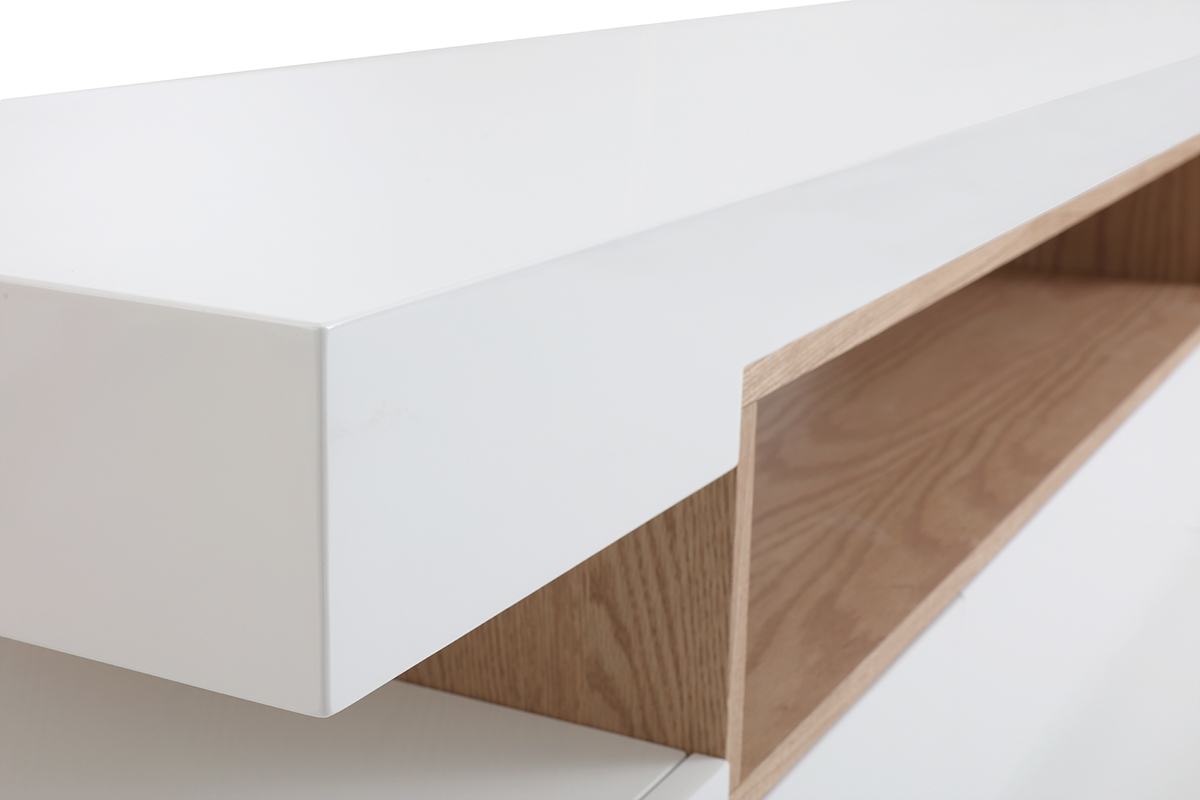 Mueble TV blanco y madera LIVO