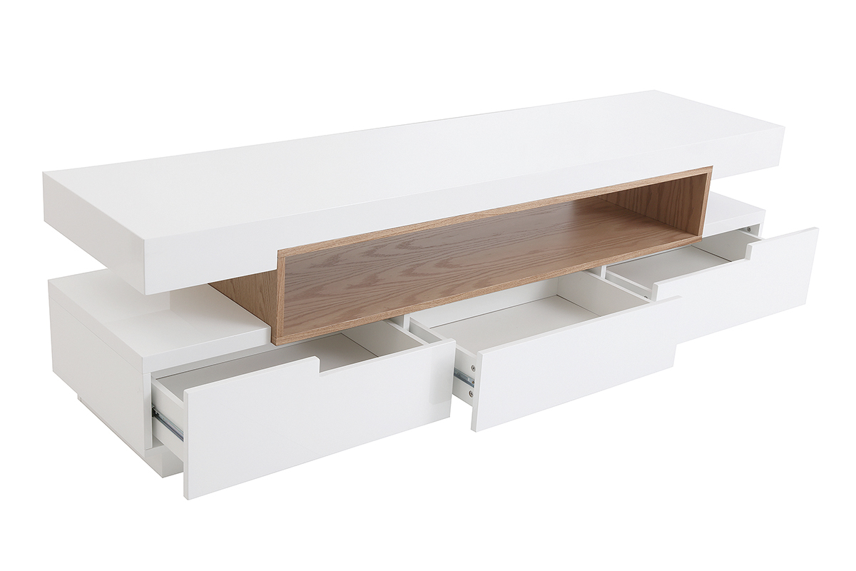 Mueble TV blanco y madera LIVO