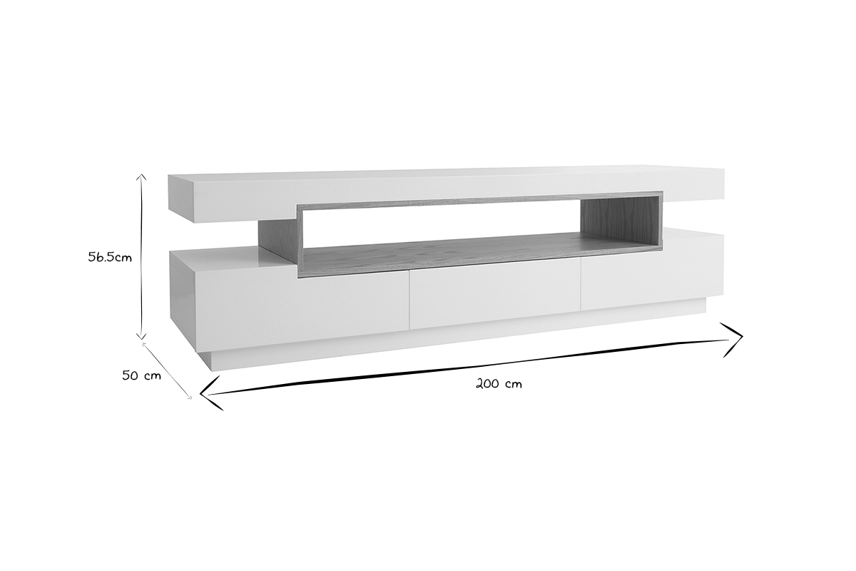 Mueble TV blanco y madera LIVO