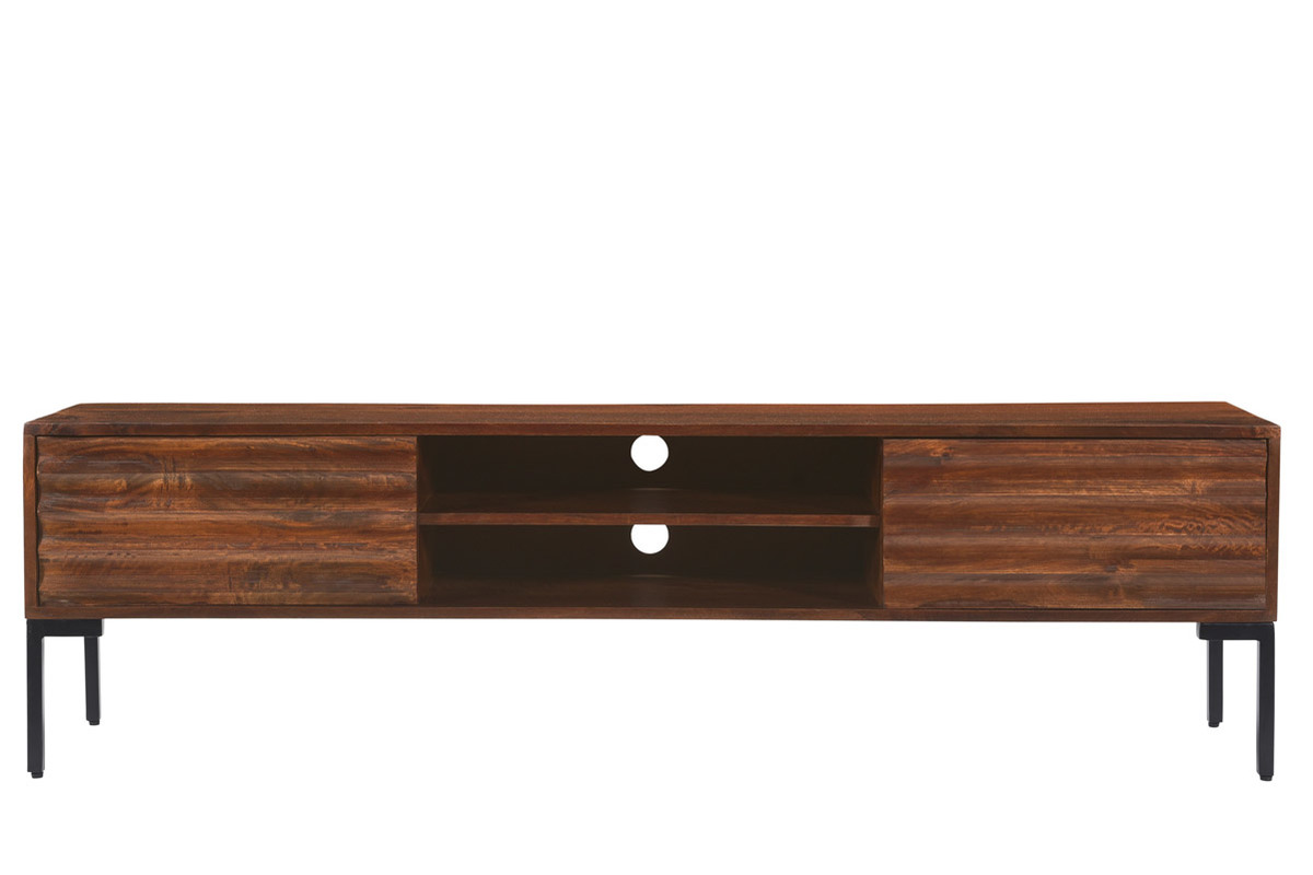 Mueble TV con 2 puertas de madera de mango maciza y metal 160 cm ONDA