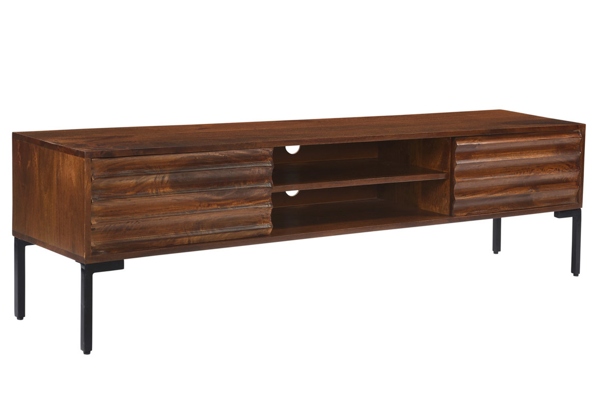 Mueble TV con 2 puertas de madera de mango maciza y metal 160 cm ONDA