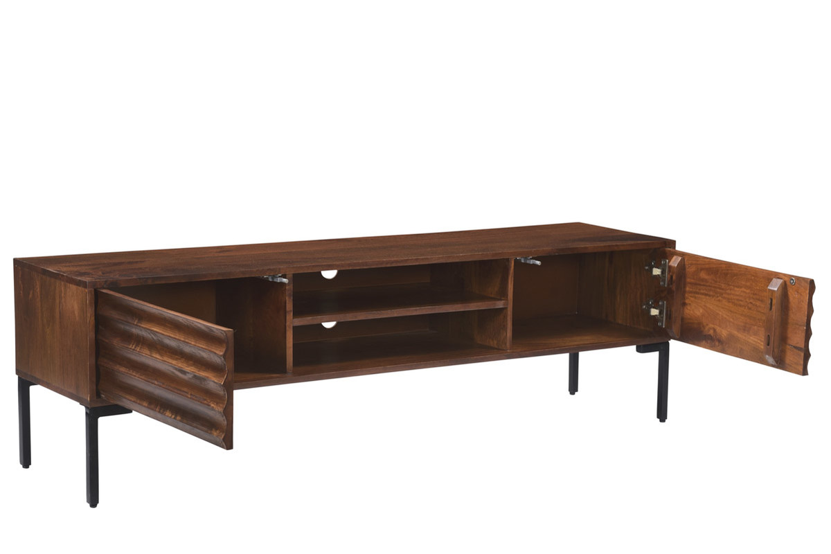 Mueble TV con 2 puertas de madera de mango maciza y metal 160 cm ONDA