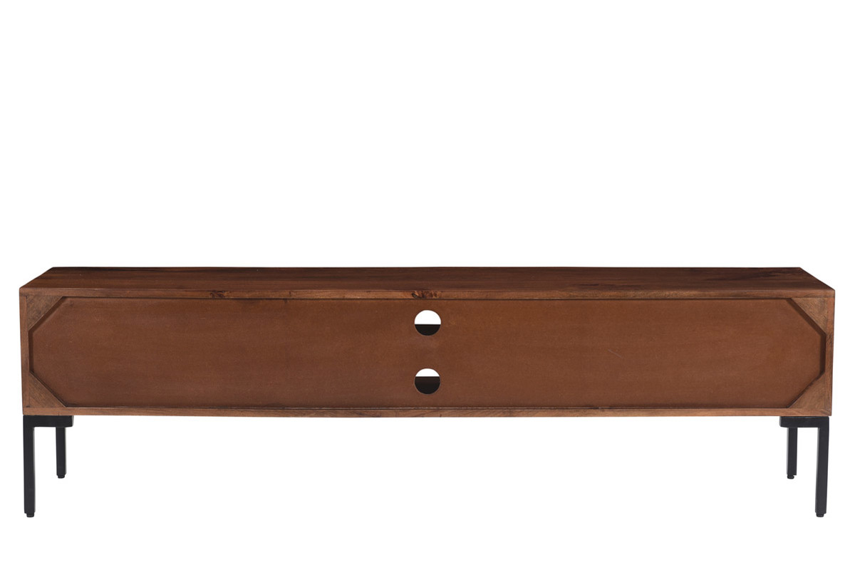 Mueble TV con 2 puertas de madera de mango maciza y metal 160 cm ONDA