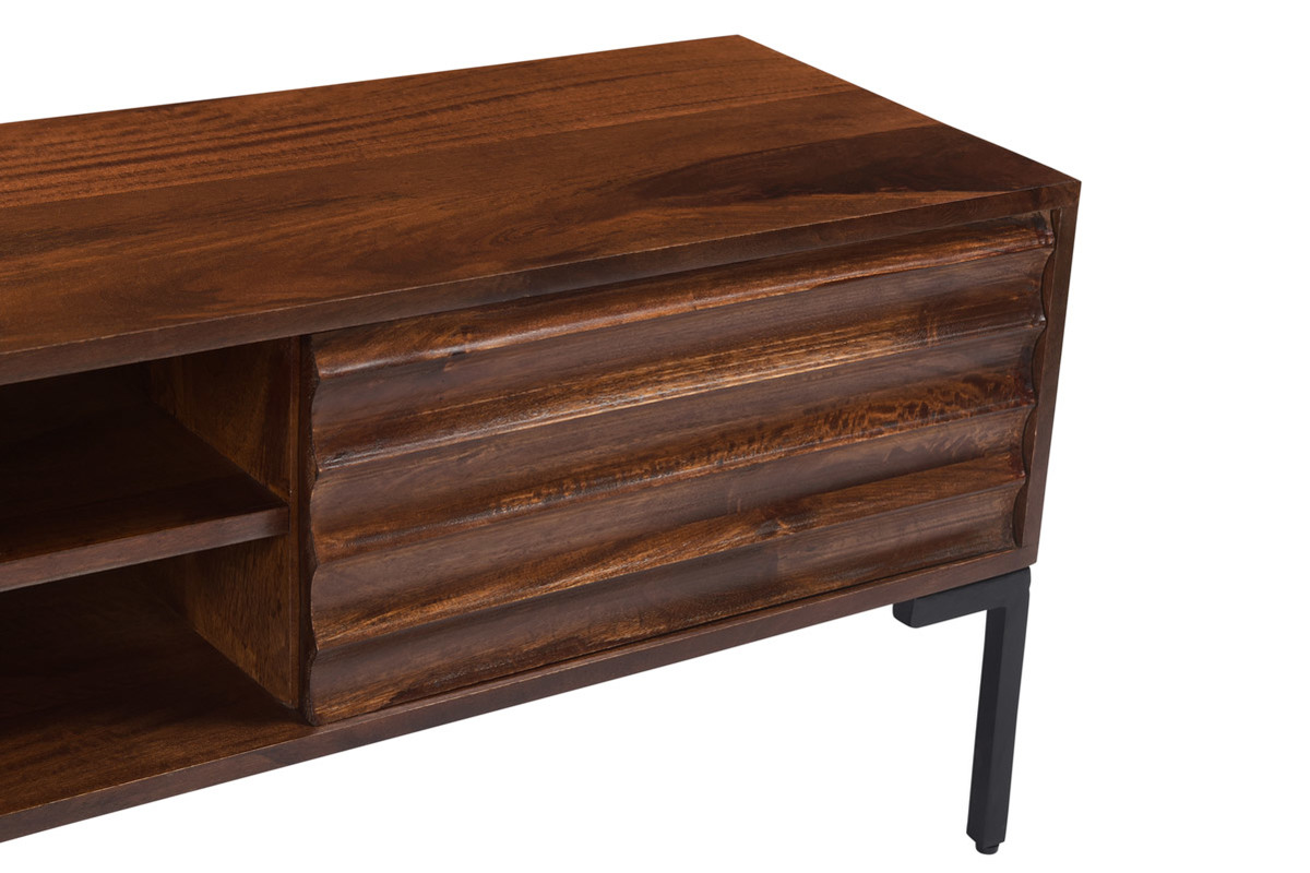 Mueble TV con 2 puertas de madera de mango maciza y metal 160 cm ONDA