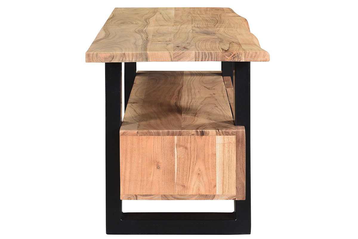 Mueble TV con 3 cajones de madera de acacia maciza y metal 130cm WAYI