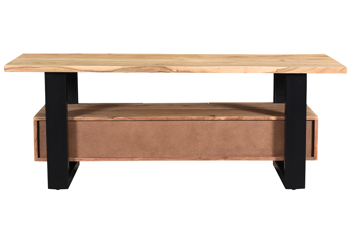 Mueble TV con 3 cajones de madera de acacia maciza y metal 130cm WAYI