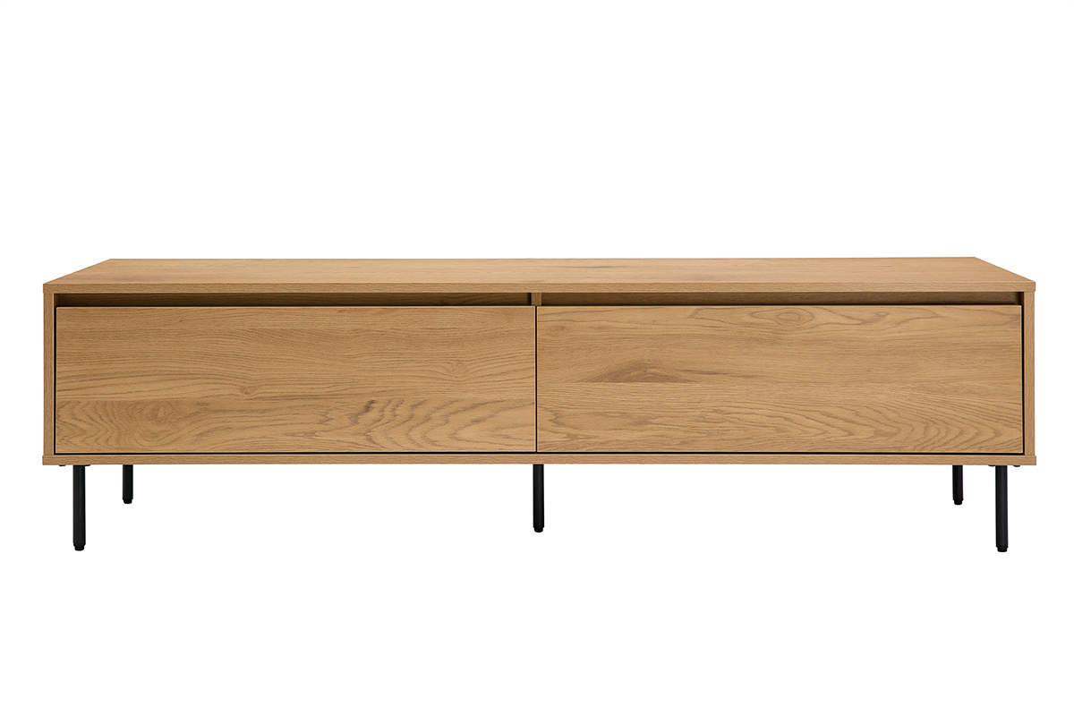 Mueble TV con acabado de roble claro y 2 cajones 160 cm ARAGON