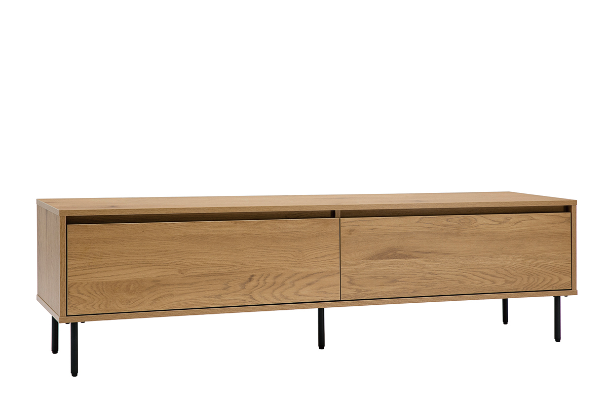 Mueble TV con acabado de roble claro y 2 cajones 160 cm ARAGON