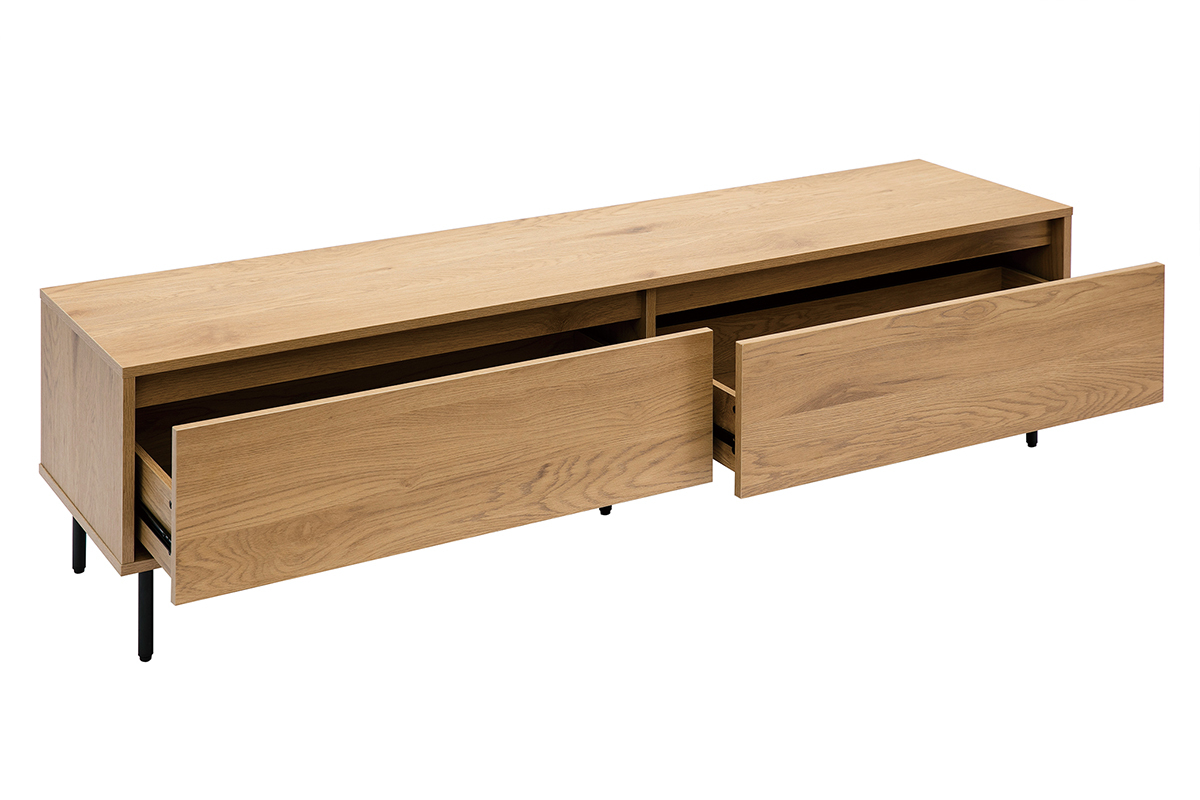 Mueble TV con acabado de roble claro y 2 cajones 160 cm ARAGON