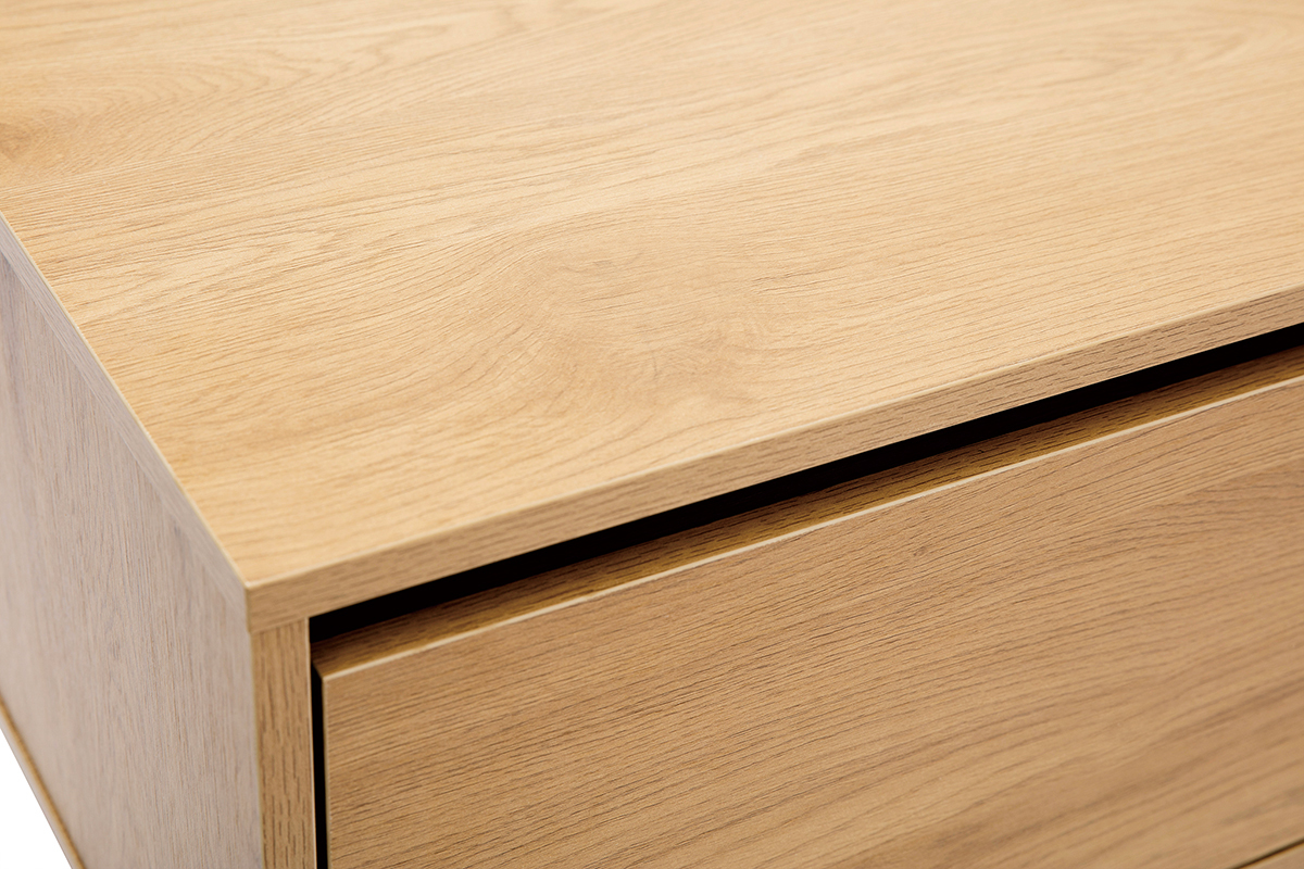Mueble TV con acabado de roble claro y 2 cajones 160 cm ARAGON