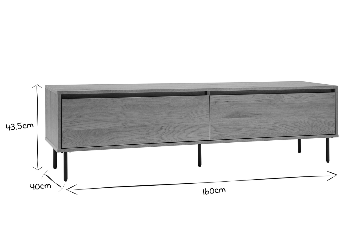 Mueble TV con acabado de roble claro y 2 cajones 160 cm ARAGON