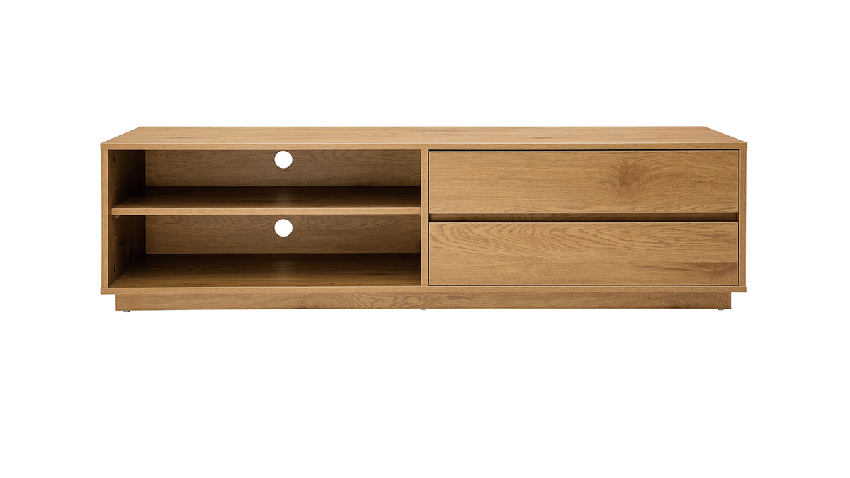 Mueble TV Con Acabado De Roble Claro Y 2 Cajones 160 Cm MADERO Miliboo