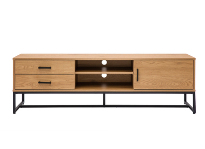 Mueble TV con acabado de roble claro y metal negro 160 cm LOVATO