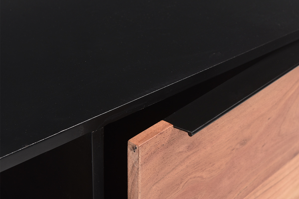 Mueble TV con almacenamiento de madera de acacia maciza y metal 130cm BARNEY