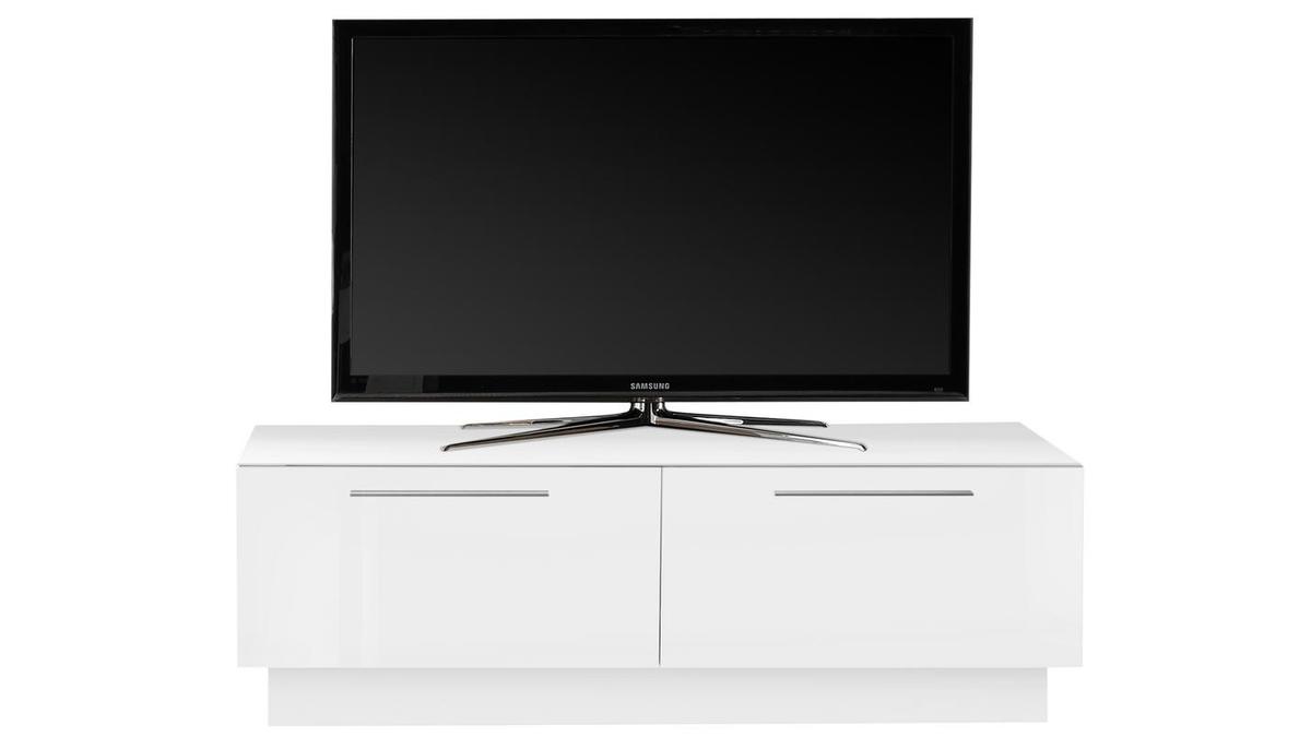 Mueble TV con cajn de almacenaje blanco brillante L138 cm ETERNEL