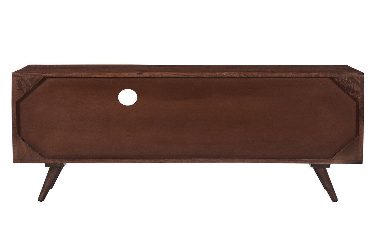 Mueble TV con puerta y cajn de madera maciza de mango con grabados 120 cm REKHA
