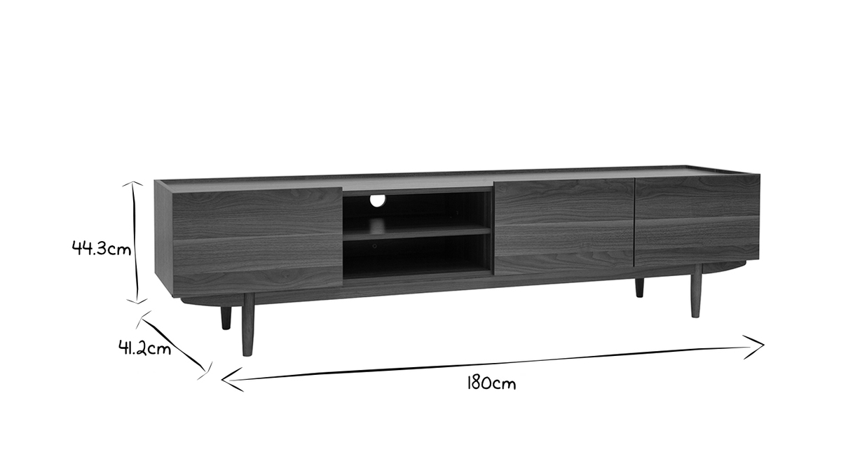 Mueble TV con puertas de madera oscura 180cm SANAA