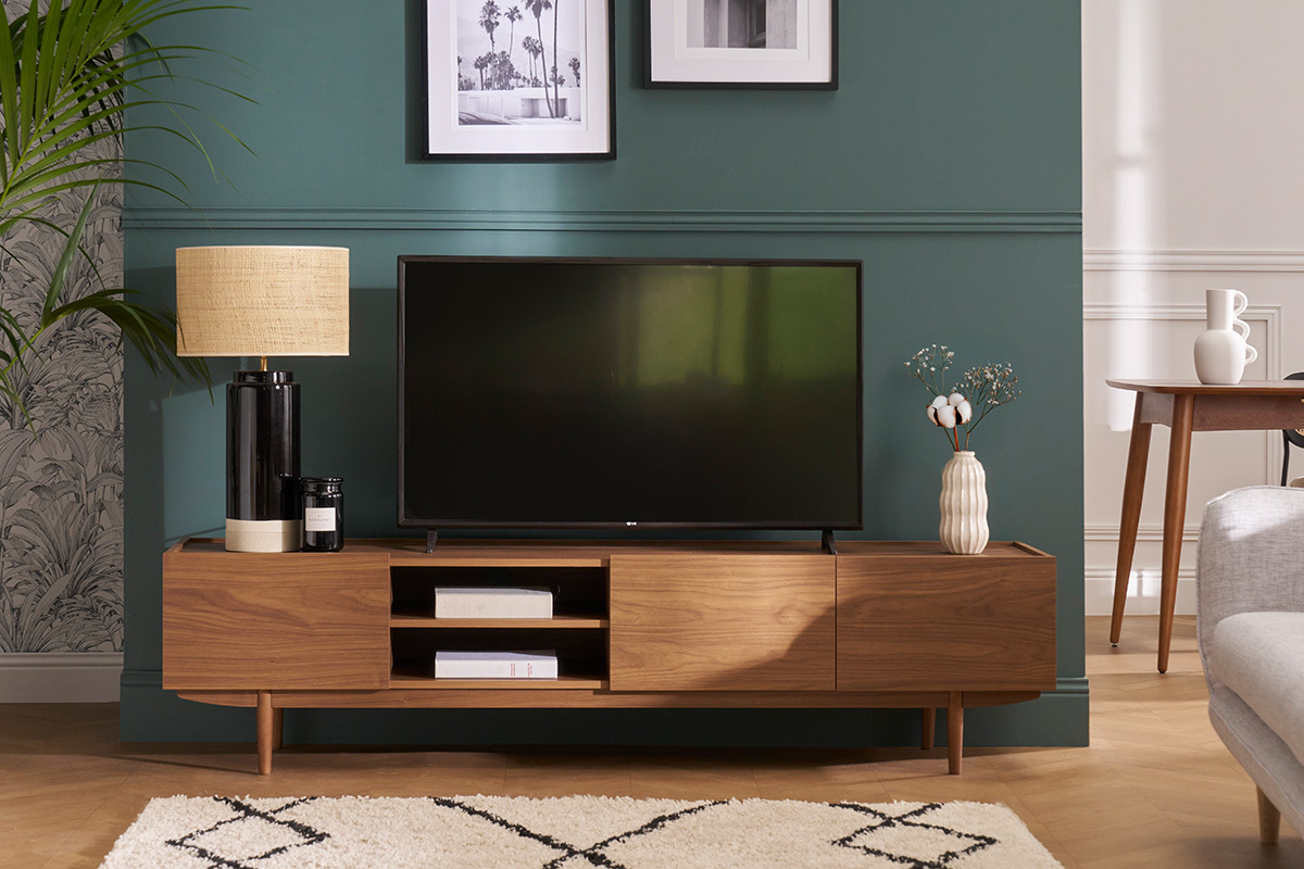 Mueble TV con puertas de madera oscura 180cm SANAA