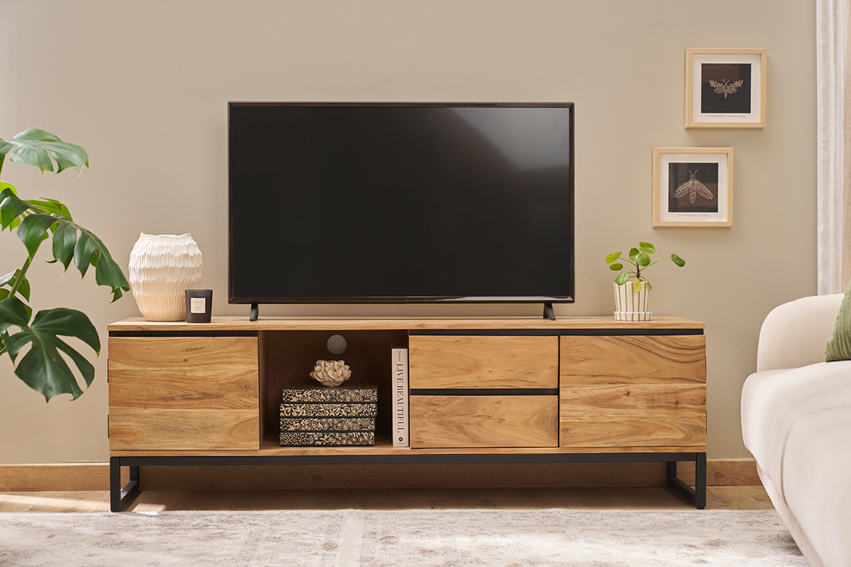 Mueble TV de acacia maciza 160cm HOORN