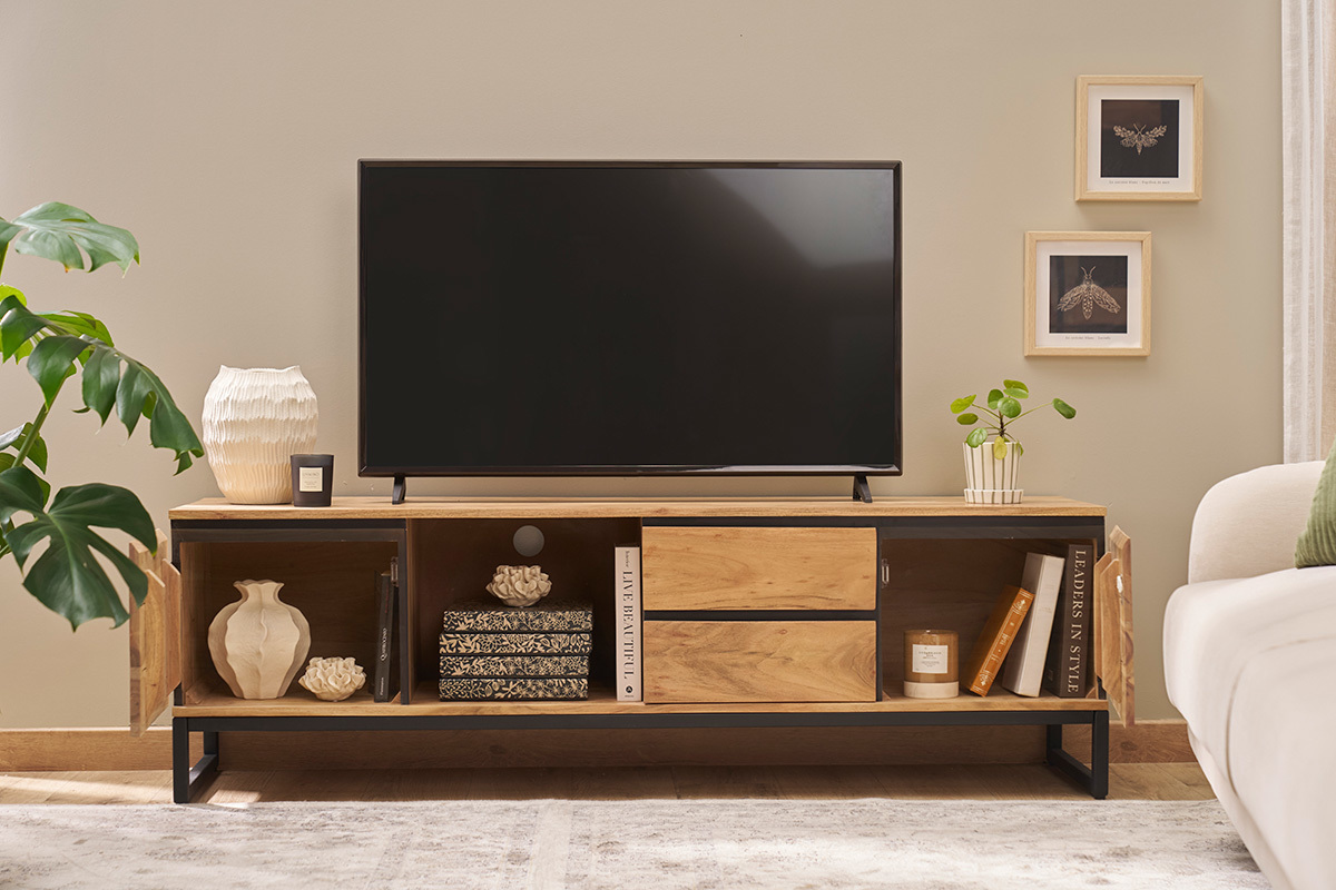 Mueble TV de acacia maciza 160cm HOORN
