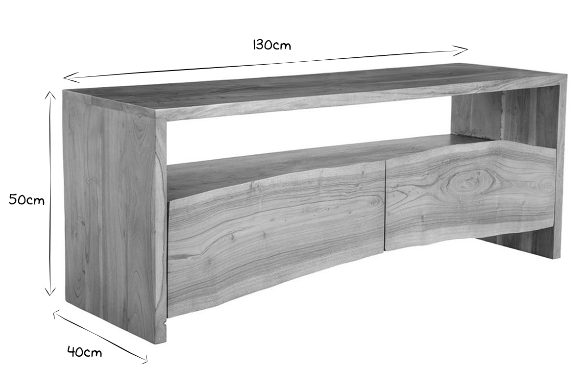 Mueble TV de acacia maciza con cajones 130cm BOHEMIAN