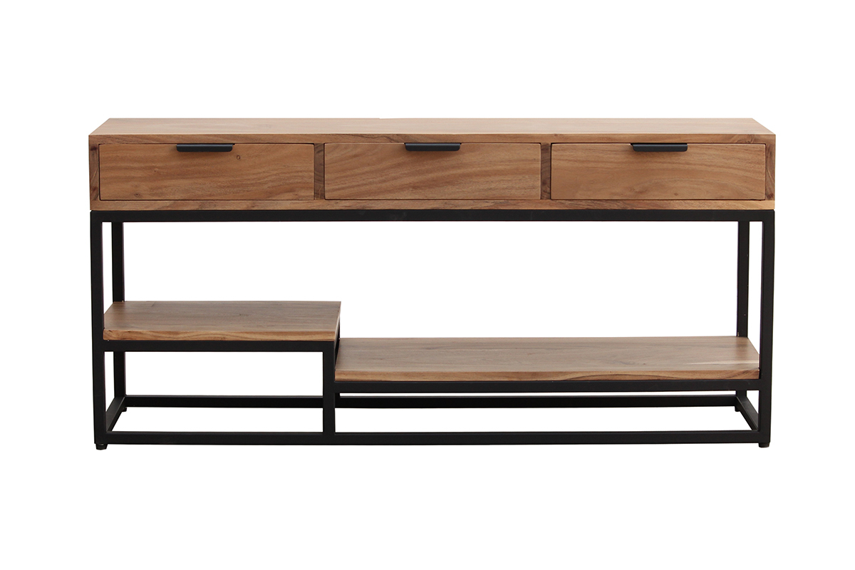 Mueble TV de acacia maciza y metal 115cm WARREN