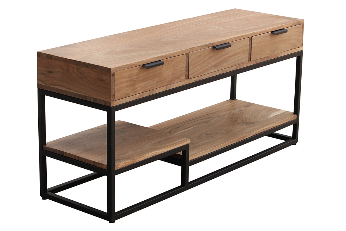 Mueble TV de acacia maciza y metal 115cm WARREN