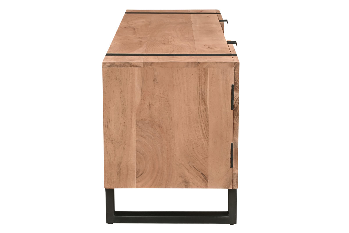 Mueble TV de acacia maciza y metal negro 150cm ALVARO