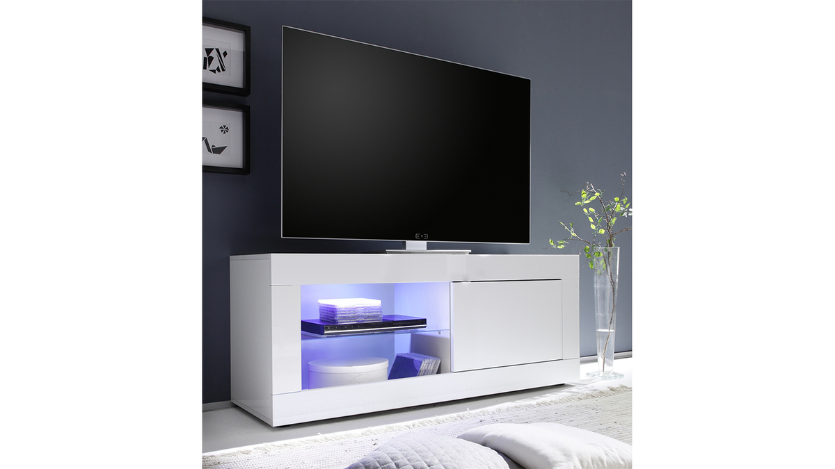 Mueble TV de diseo blanco lacado 140cm LATTE