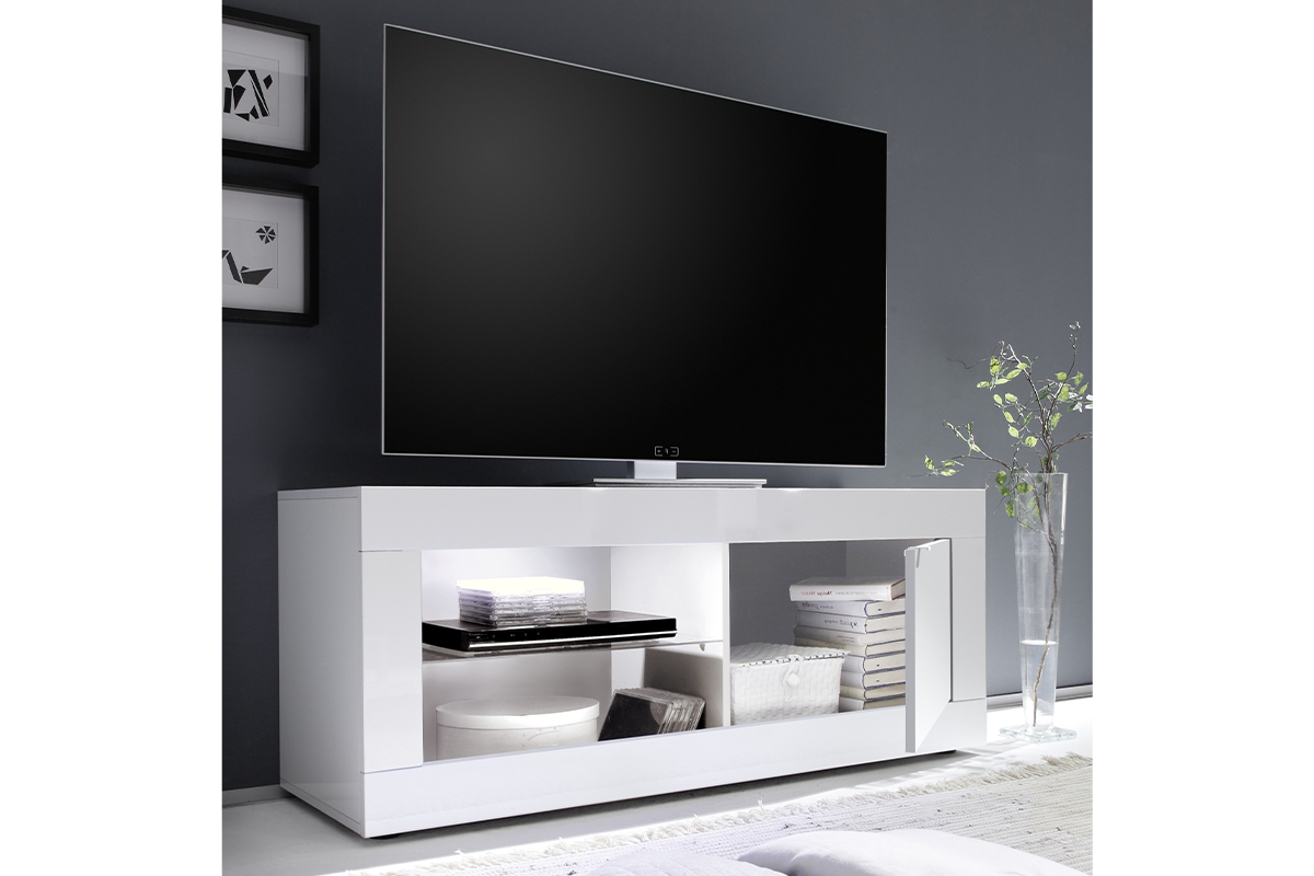 Mueble TV de diseo blanco lacado 140cm LATTE