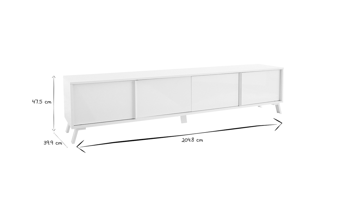 Mueble TV de diseo con acabado blanco brillante 205 cm NEMA