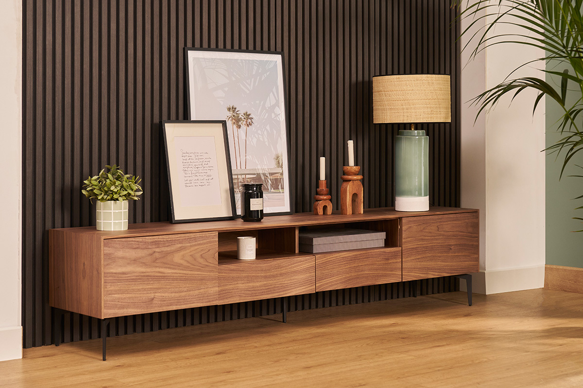 Mueble TV de diseo de contrachapado de nogal 200cm BLISS