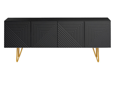 Mueble TV de diseño en negro y metal dorado 140 cm OZEN