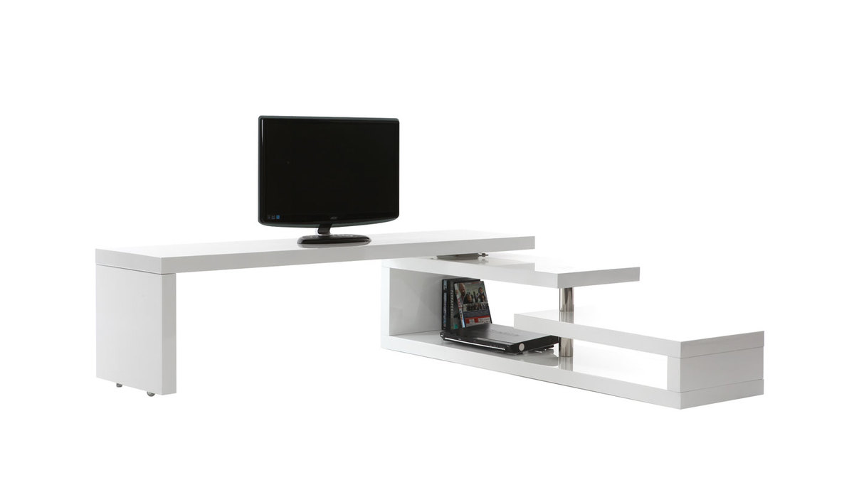 Mueble TV de diseo lacado blanco brillante giratorio MAX V2